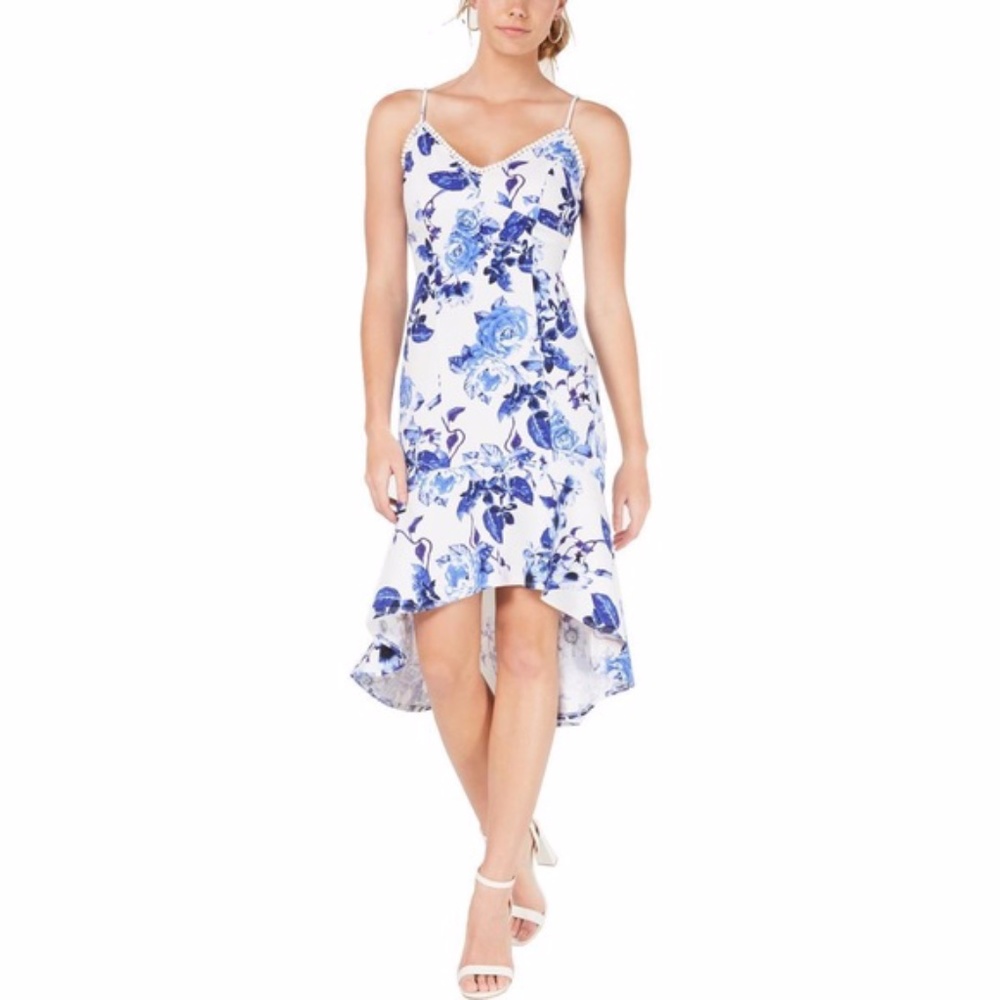 Jump Apparel Womens Juniors Floral Hi-Low Flounce